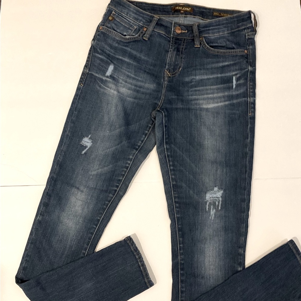 Dear John EUC Ladies Gisele High Waisted Skinny Distressed Jeans-Size 26 waist